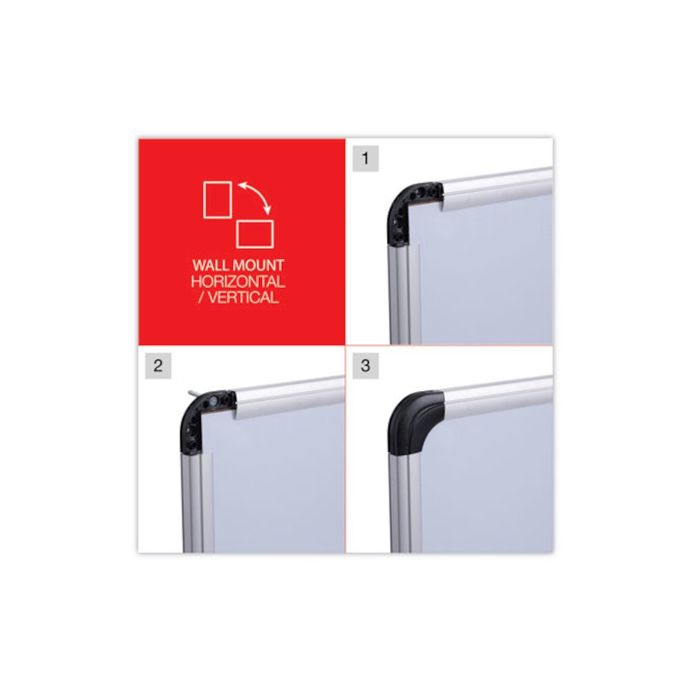 Deluxe Porcelain Magnetic Dry Erase Board, 48" x 36", White Surface, Silver/Black Aluminum Frame. Picture 6