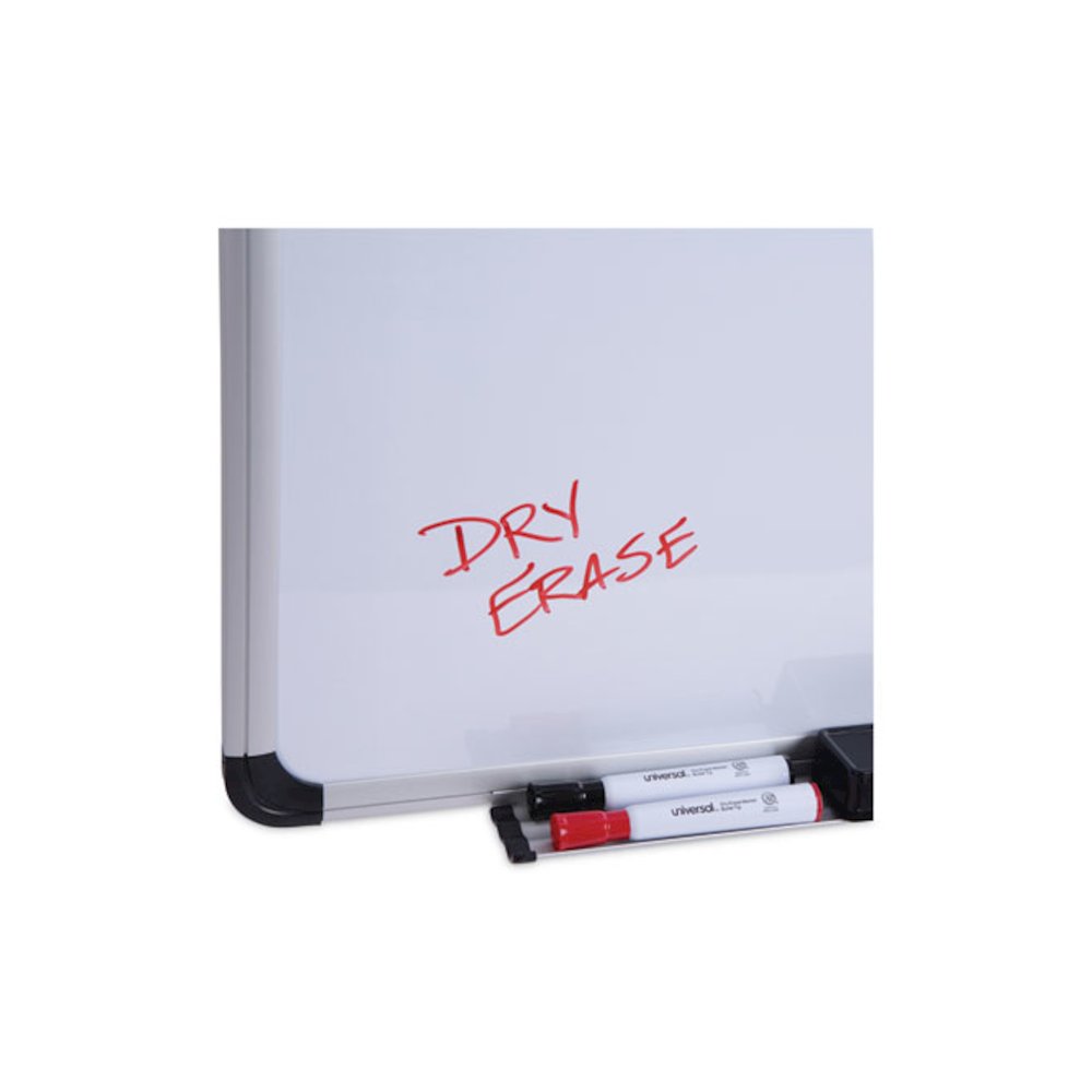 Deluxe Porcelain Magnetic Dry Erase Board, 48" x 36", White Surface, Silver/Black Aluminum Frame. Picture 8