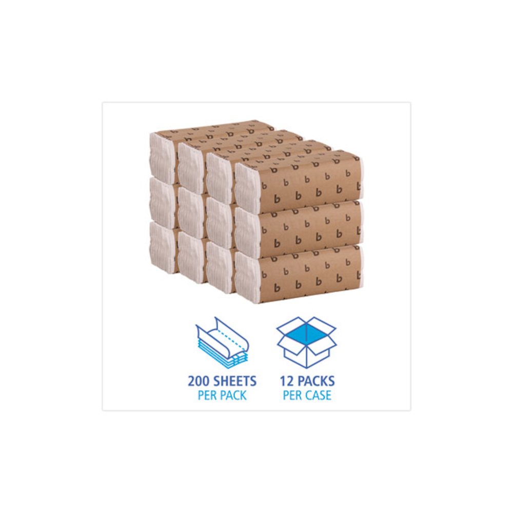 C-Fold Paper Towels, 1-Ply, 11.44 x 10, Bleached White, 198 Sheets/Pack, 12 Packs/Carton. Picture 2