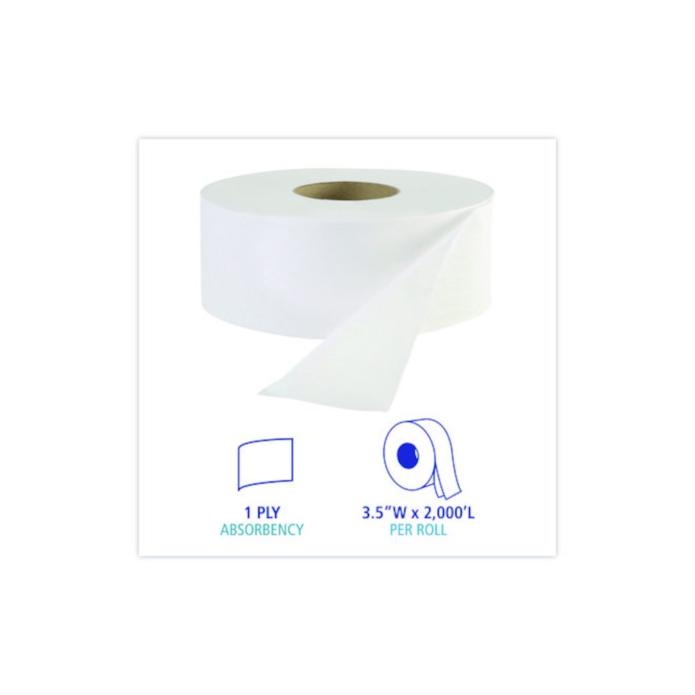 JRT Jr. Bath Tissue, Jumbo, Septic Safe, 1-Ply, 3.3" x 2,000 ft, White, 12 Rolls/Carton. Picture 3
