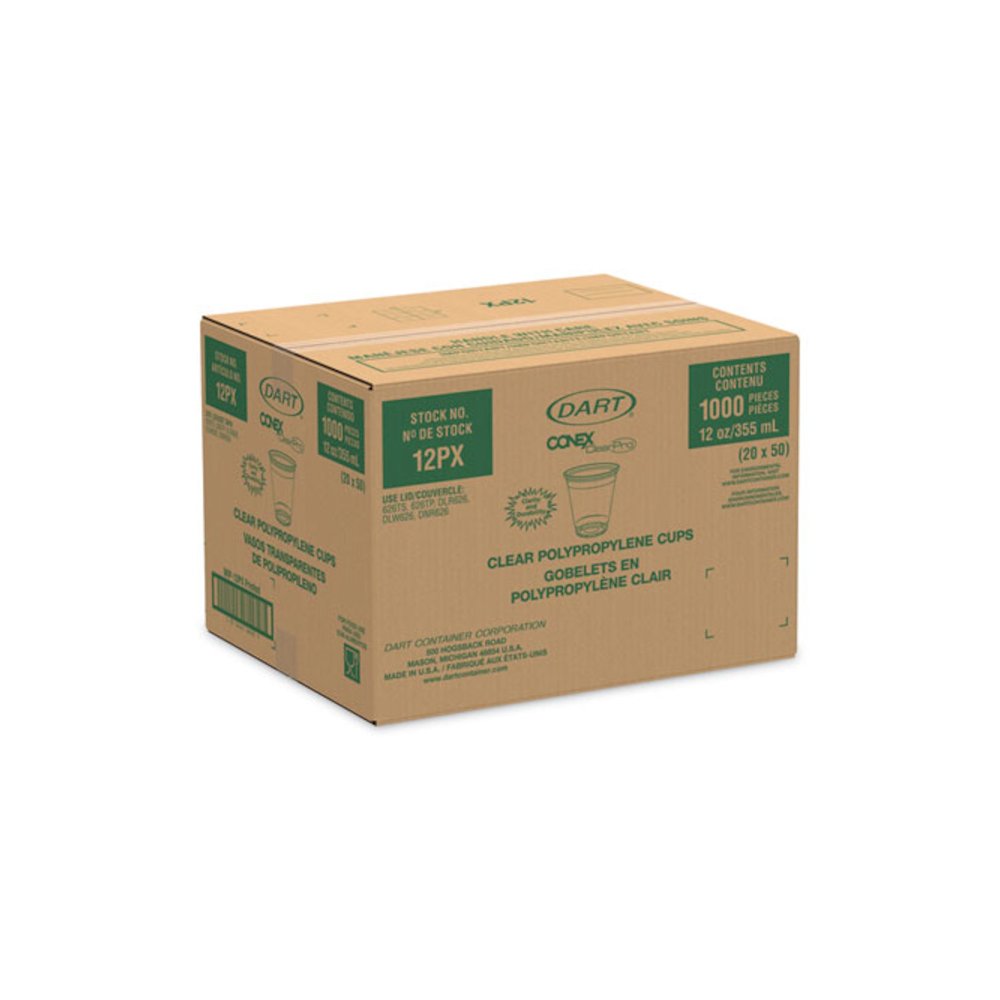 Conex ClearPro Plastic Cold Cups, 12 oz, Clear, 50/Sleeve, 20 Sleeves/Carton. Picture 2