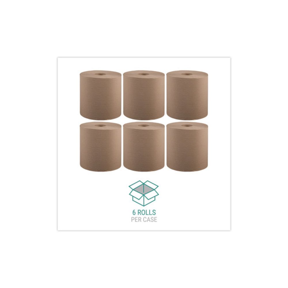 Hardwound Roll Towels, 1-Ply, 8" x 800 ft, Natural, 6 Rolls/Carton. Picture 4
