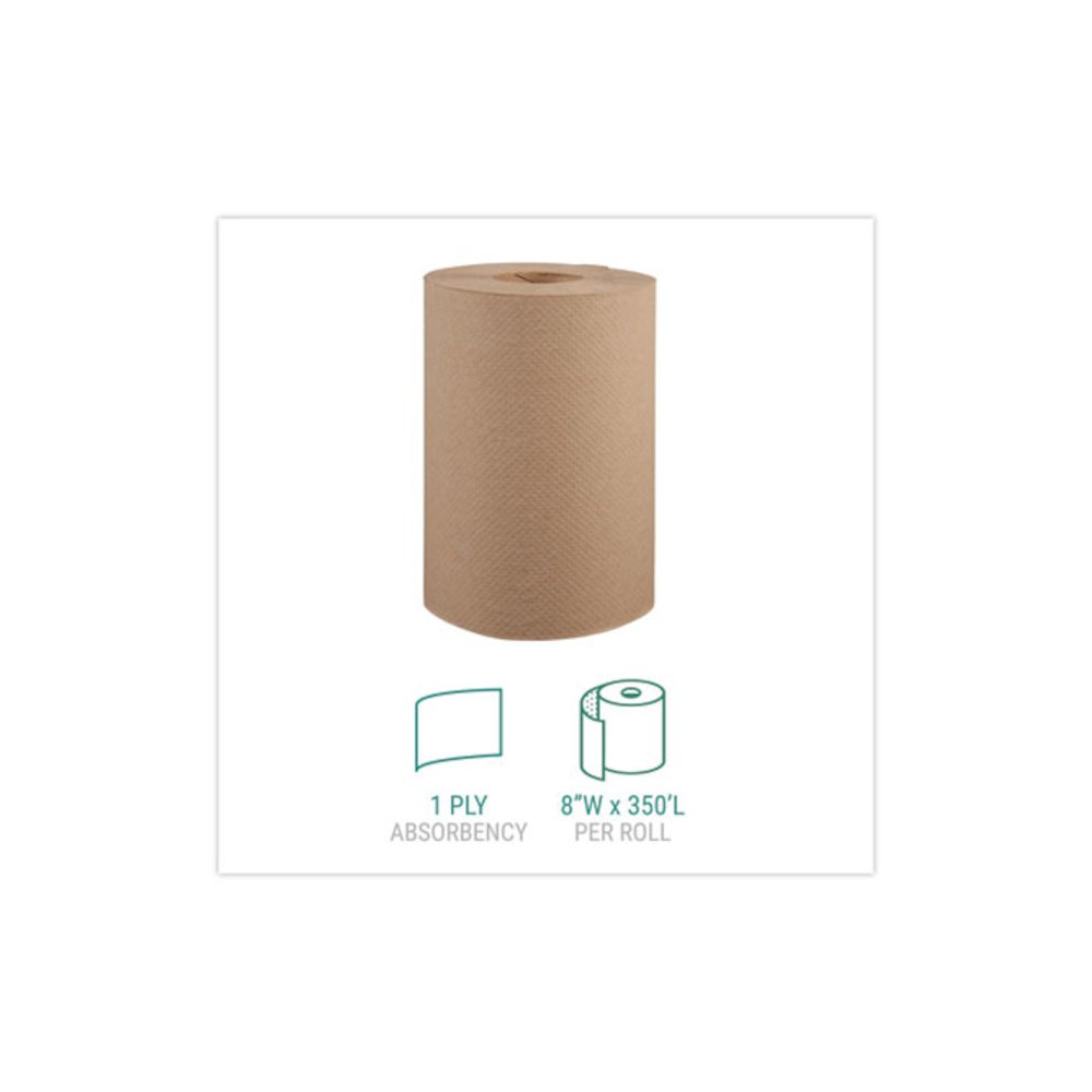 Hardwound Roll Towels, 1-Ply, 8" x 350 ft, Natural, 12 Rolls/Carton. Picture 2