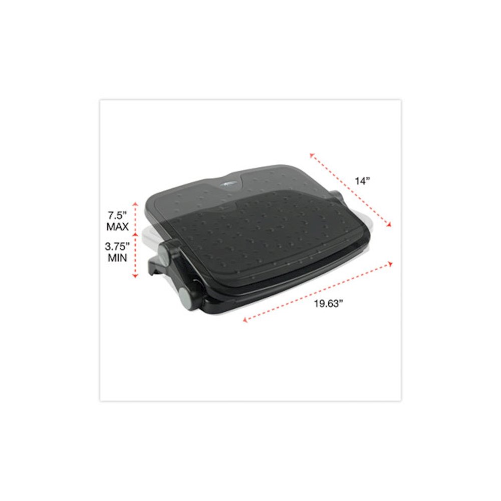 Soft Cushioned Ergonomic Footrest, 14w x 19.63d x 3.75 to 7.5h, Black. Picture 3
