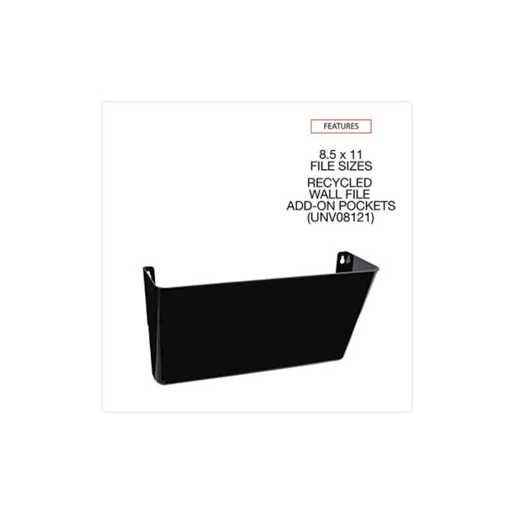 Wall File Pockets, Plastic, Letter Size, 13" x 4.13" x 7", Black. Picture 3