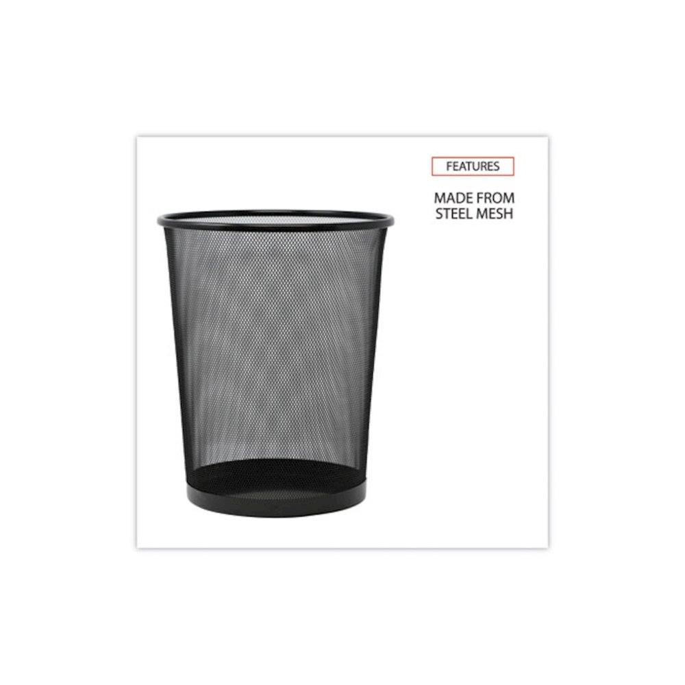 Mesh Wastebasket, 18 qt, Steel Mesh, Black. Picture 3
