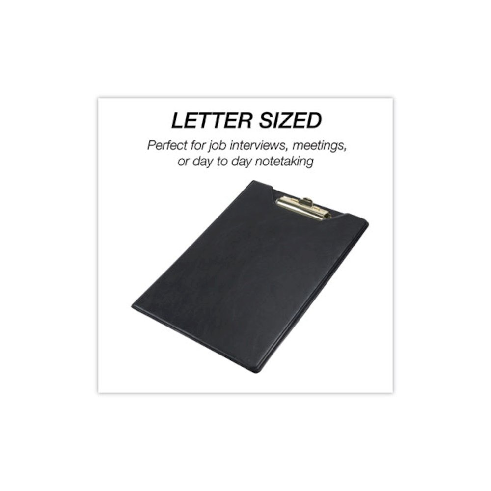 Value Padfolio, Heavyweight Sealed Vinyl, Brass Clip, Inside Front Pocket, Black. Picture 3