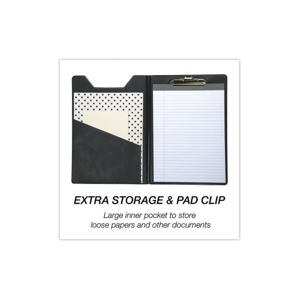 Value Padfolio, Heavyweight Sealed Vinyl, Brass Clip, Inside Front Pocket, Black. Picture 4