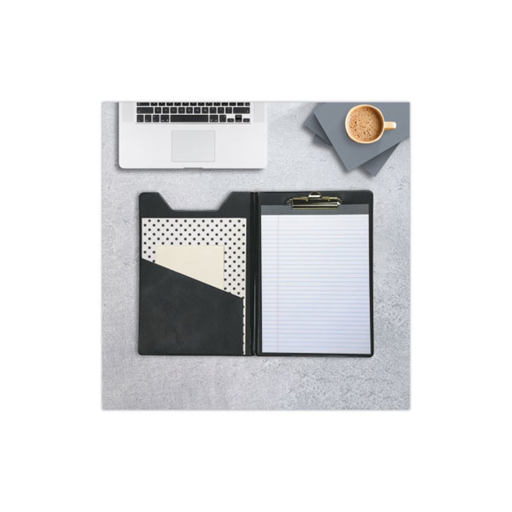 Value Padfolio, Heavyweight Sealed Vinyl, Brass Clip, Inside Front Pocket, Black. Picture 5