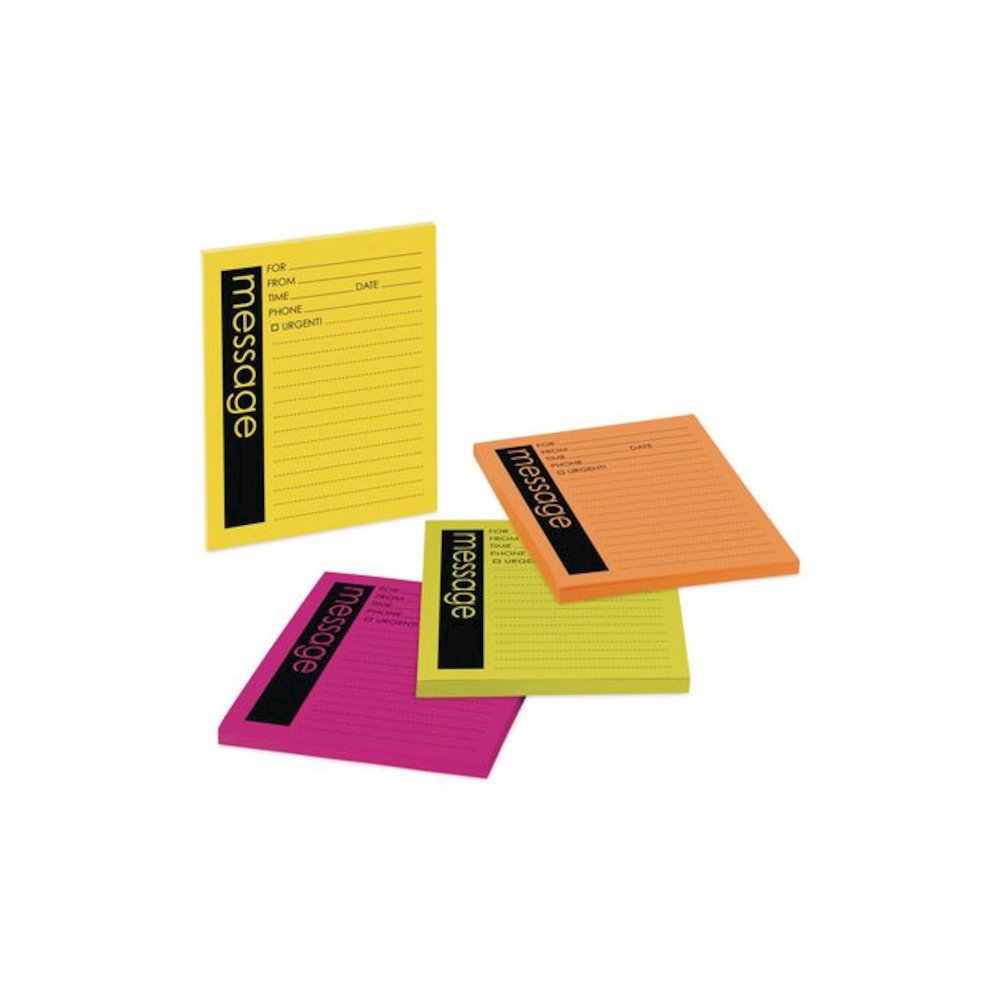 Self-Stick Message Pad, Note Ruled, 4" x 5", Energy Boost Collection Colors, 50 Sheets/Pad, 4 Pads/Pack. Picture 1