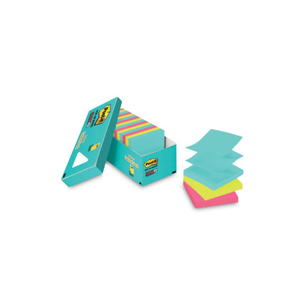 Pop-up 3 x 3 Note Refill Cabinet Pack, 3" x 3", Supernova Neons Collection Colors, 100 Sheets/Pad, 18 Pads/Pack. Picture 1