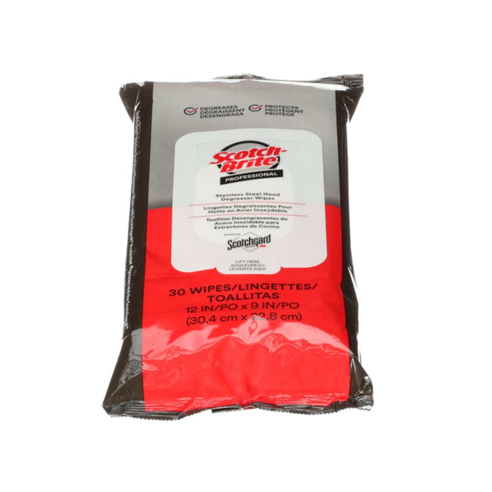 Stainless Steel Hood Degreaser Wipes, 1-Ply, 9 x 12, Unscented, White, 30 Wipes/Pack, 6 Packs/Carton. Picture 1