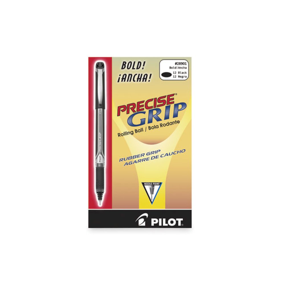 Precise Grip Rollerball Pen, Stick, Bold 1 mm, Black Ink, Black Barrel. Picture 2