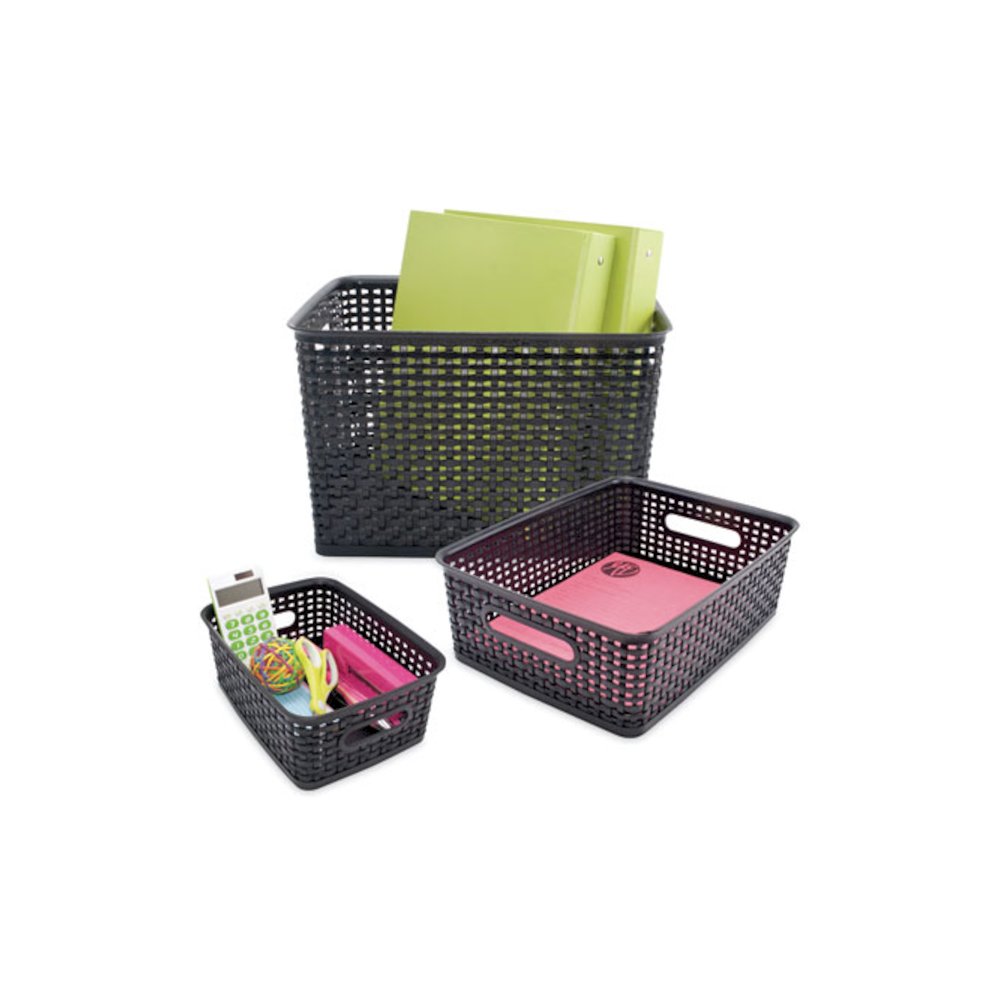 Weave Bins, 13.63 x 10.75 x 9, Black, 3/Pack. Picture 4