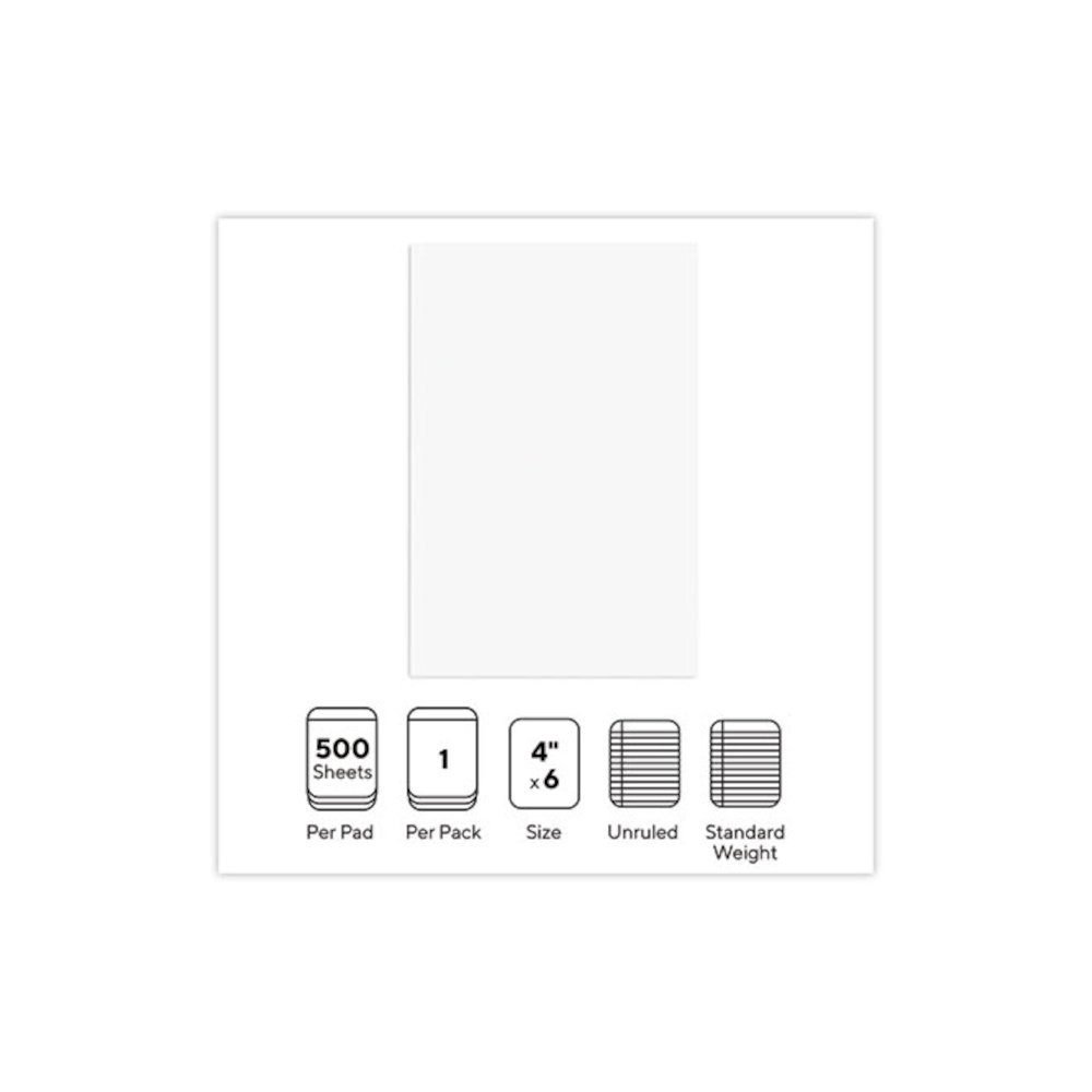 Loose White Memo Sheets, 4 x 6, Unruled, Plain White, 500/Pack. Picture 3
