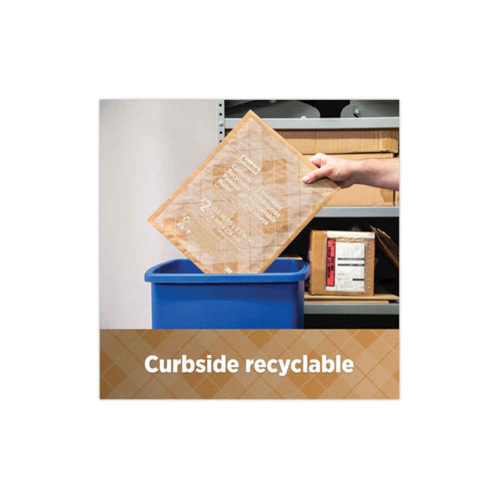Curbside Recyclable Padded Mailer, #0, Bubble Cushion, Self-Adhesive Closure, 7 x 11.25, Natural Kraft, 100/Carton. Picture 7
