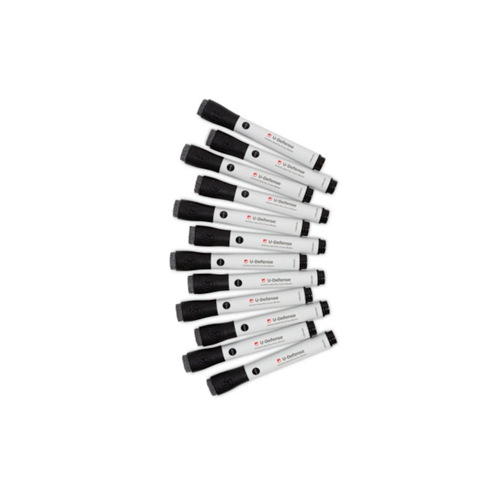 U-Defense Antimicrobial Dry-Erase Markers, Broad Chisel Tip, Black, 12/Pack. Picture 2