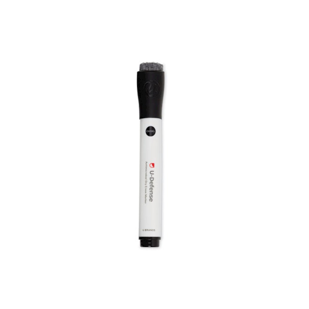 U-Defense Antimicrobial Dry-Erase Markers, Broad Chisel Tip, Black, 12/Pack. Picture 1