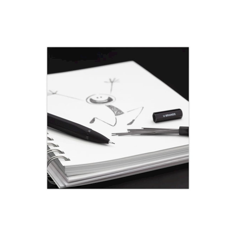 Cambria Soft Touch Mechanical Pencil, 0.7 mm, HB (#2), Black Lead, Black Barrel, 12/Pack. Picture 5