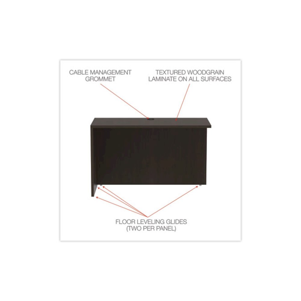 Alera Valencia Series Reversible Return/Bridge Shell, 47.25w x 23.63d x 29.5h, Espresso. Picture 3