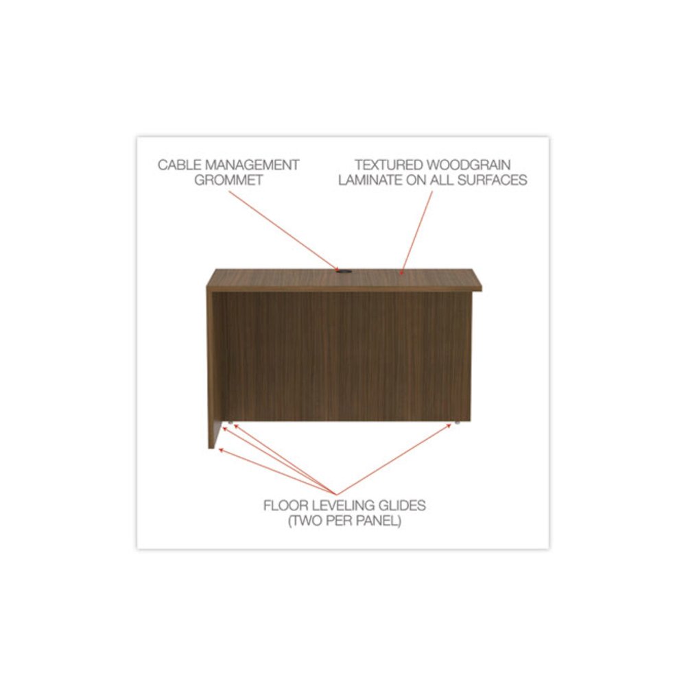 Alera Valencia Series Reversible Return/Bridge Shell, 47.25w x 23.63d x 29.5h, Modern Walnut. Picture 3