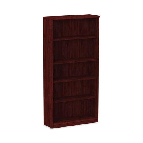 Alera Valencia Series Bookcase, Five-Shelf, 31.75w x 14d x 64.75h, Mahogany. Picture 1