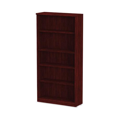 Alera Valencia Series Bookcase, Five-Shelf, 31.75w x 14d x 64.75h, Mahogany. Picture 6