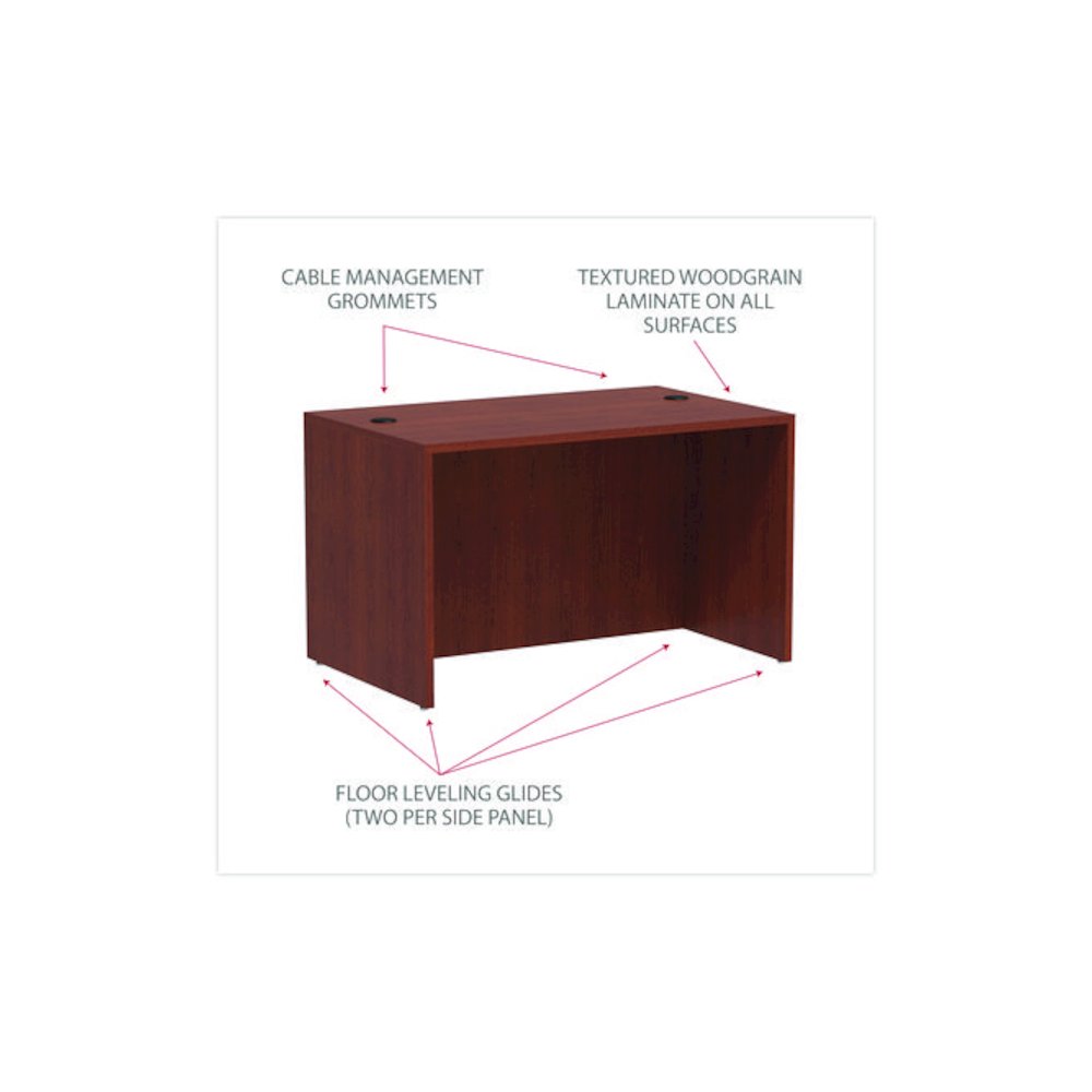 Alera Valencia Series Straight Front Desk Shell, 47.25" x 29.5" x 29.63", Medium Cherry. Picture 3