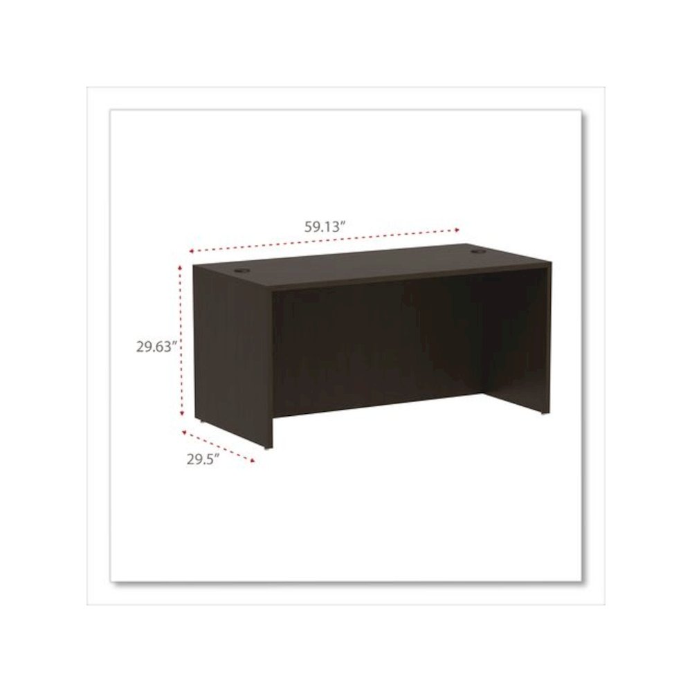 Alera Valencia Series Straight Front Desk Shell, 59.13" x 29.5" x 29.63", Espresso. Picture 2