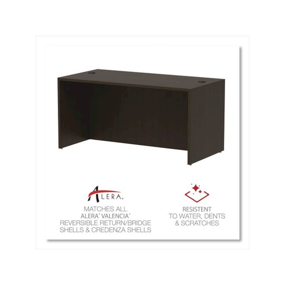 Alera Valencia Series Straight Front Desk Shell, 59.13" x 29.5" x 29.63", Espresso. Picture 5