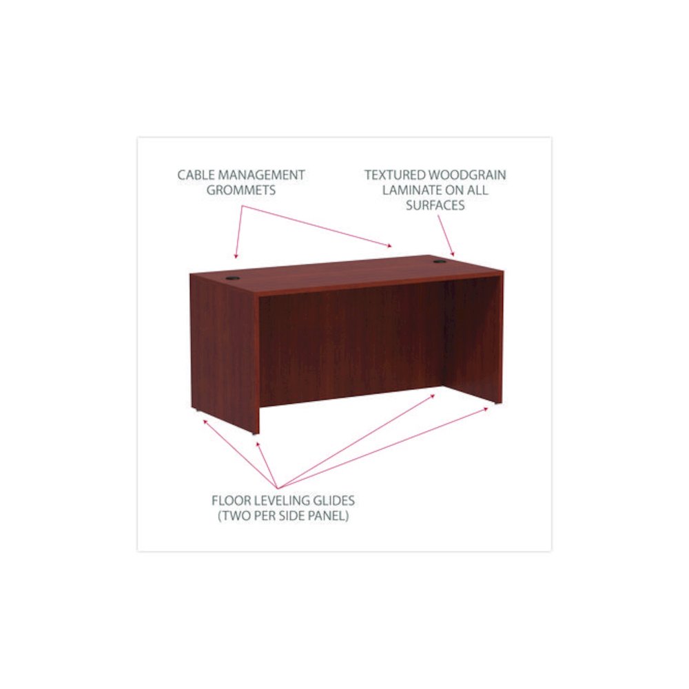 Alera Valencia Series Straight Front Desk Shell, 59.13" x 29.5" x 29.63", Medium Cherry. Picture 4