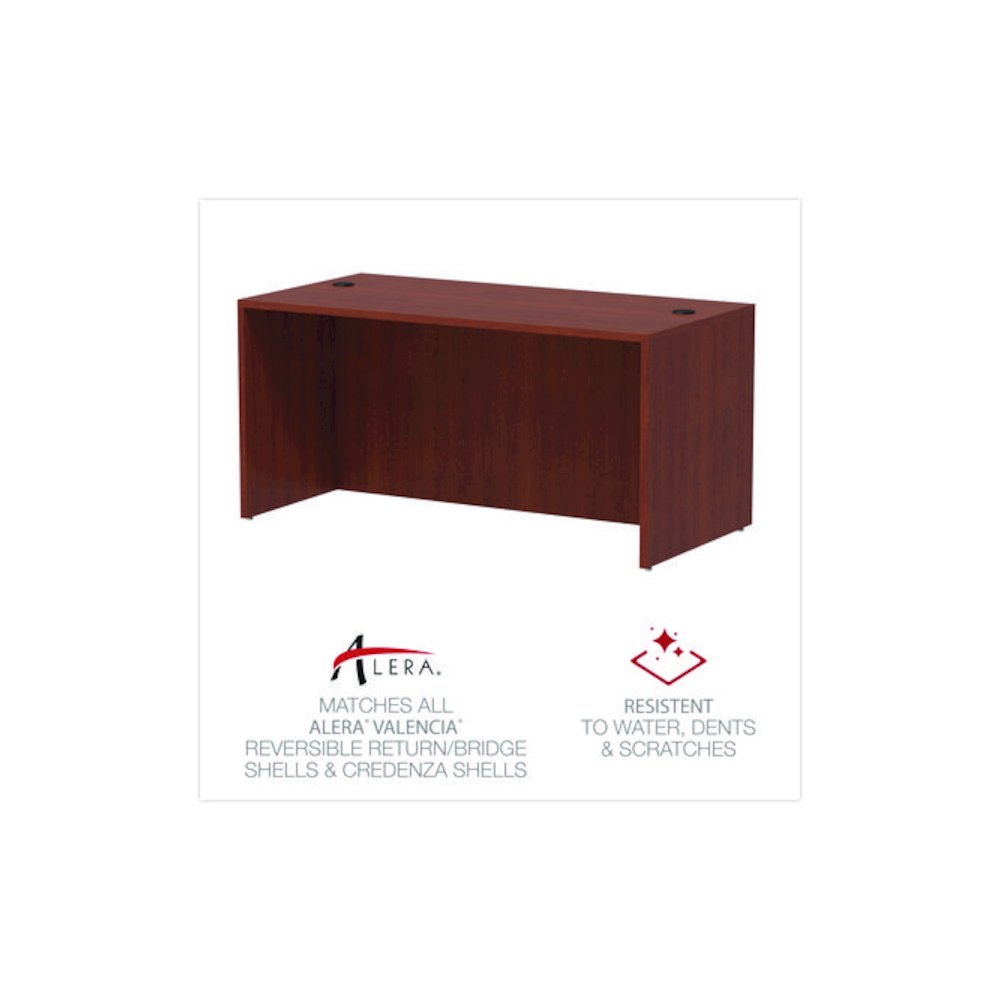 Alera Valencia Series Straight Front Desk Shell, 59.13" x 29.5" x 29.63", Medium Cherry. Picture 5