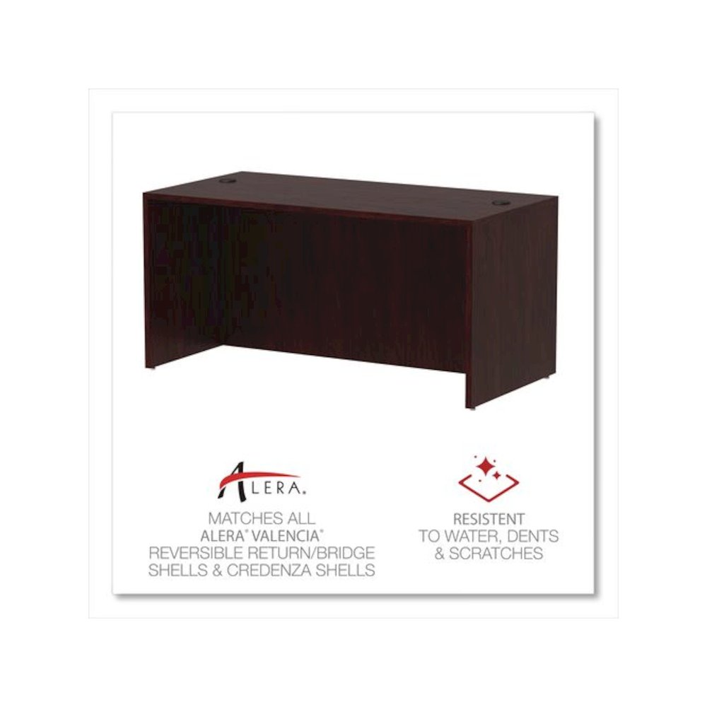 Alera Valencia Series Straight Front Desk Shell, 59.13" x 29.5" x 29.63", Mahogany. Picture 5