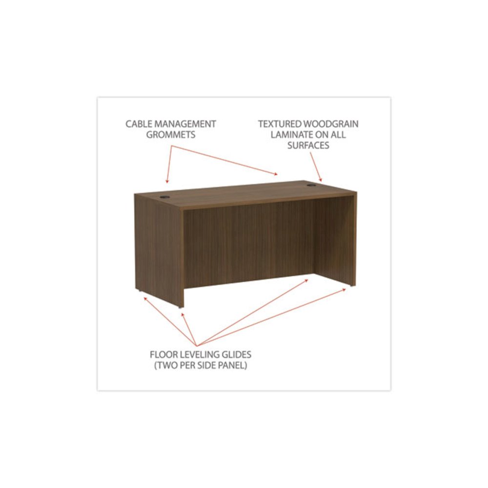 Alera Valencia Series Straight Front Desk Shell, 59.13" x 29.5" x 29.63", Modern Walnut. Picture 4