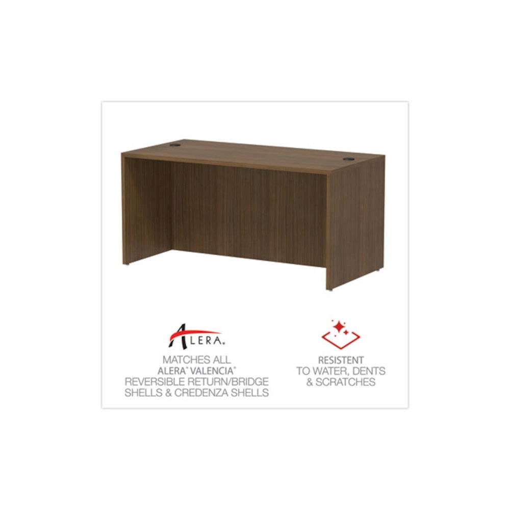 Alera Valencia Series Straight Front Desk Shell, 59.13" x 29.5" x 29.63", Modern Walnut. Picture 5