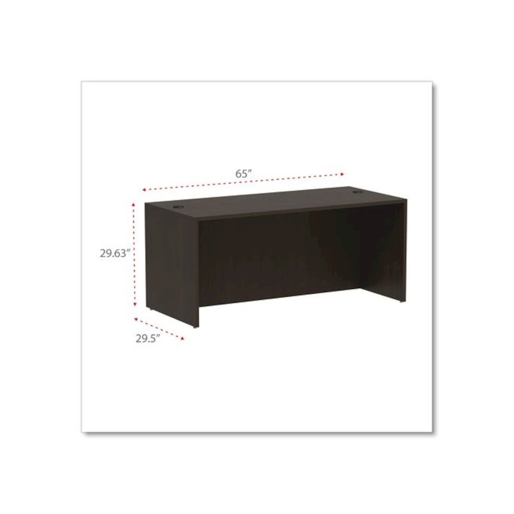 Alera Valencia Series Straight Front Desk Shell, 65" x 29.5" x 29.63", Espresso. Picture 2