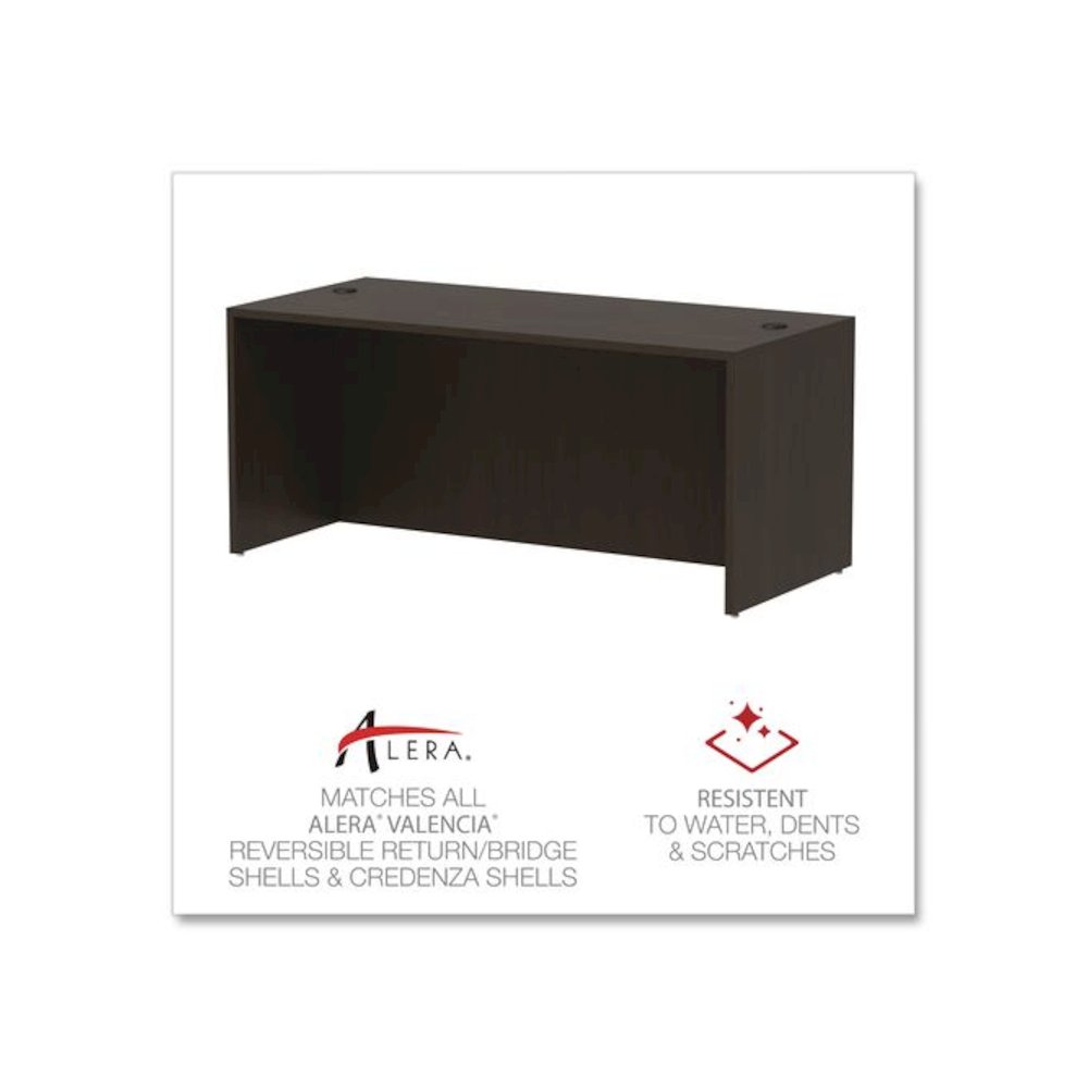 Alera Valencia Series Straight Front Desk Shell, 65" x 29.5" x 29.63", Espresso. Picture 5