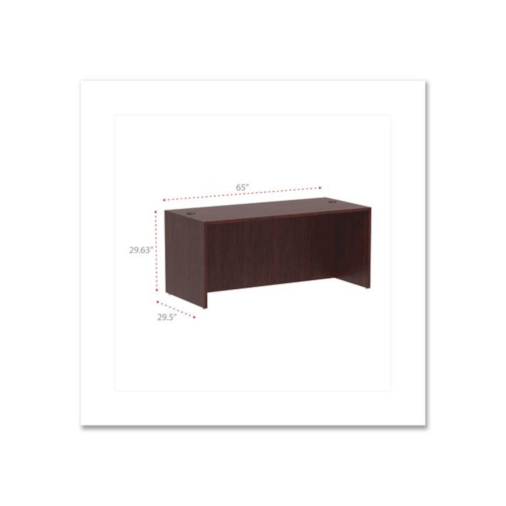Alera Valencia Series Straight Front Desk Shell, 65" x 29.5" x 29.63", Mahogany. Picture 2