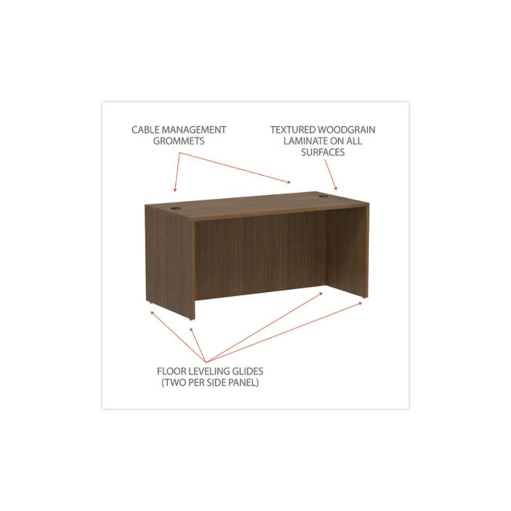 Alera Valencia Series Straight Front Desk Shell, 65" x 29.5" x 29.63", Modern Walnut. Picture 4