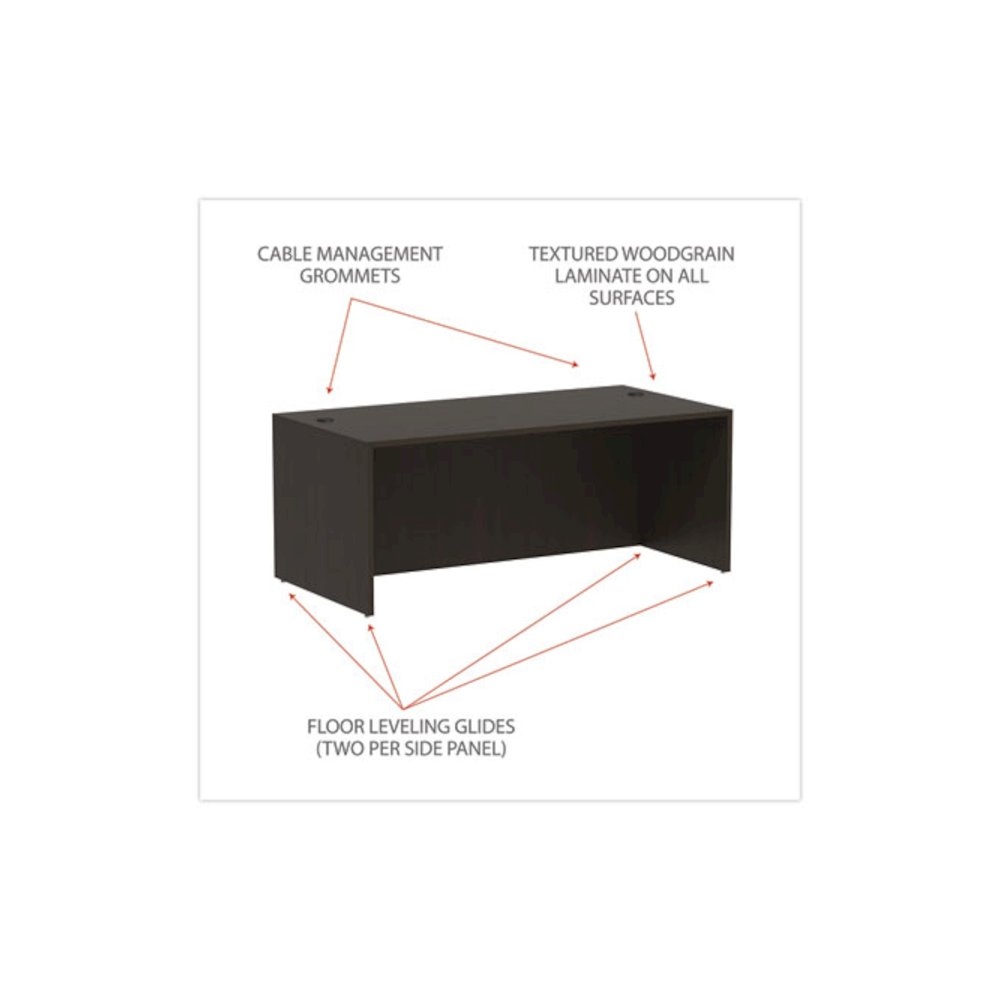 Alera Valencia Series Straight Front Desk Shell, 71" x 35.5" x 29.63", Espresso. Picture 4