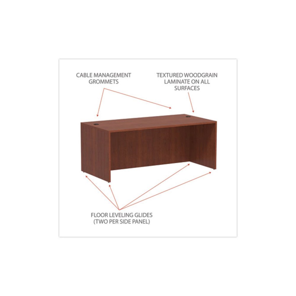 Alera Valencia Series Straight Front Desk Shell, 71" x 35.5" x 29.63", Medium Cherry. Picture 3