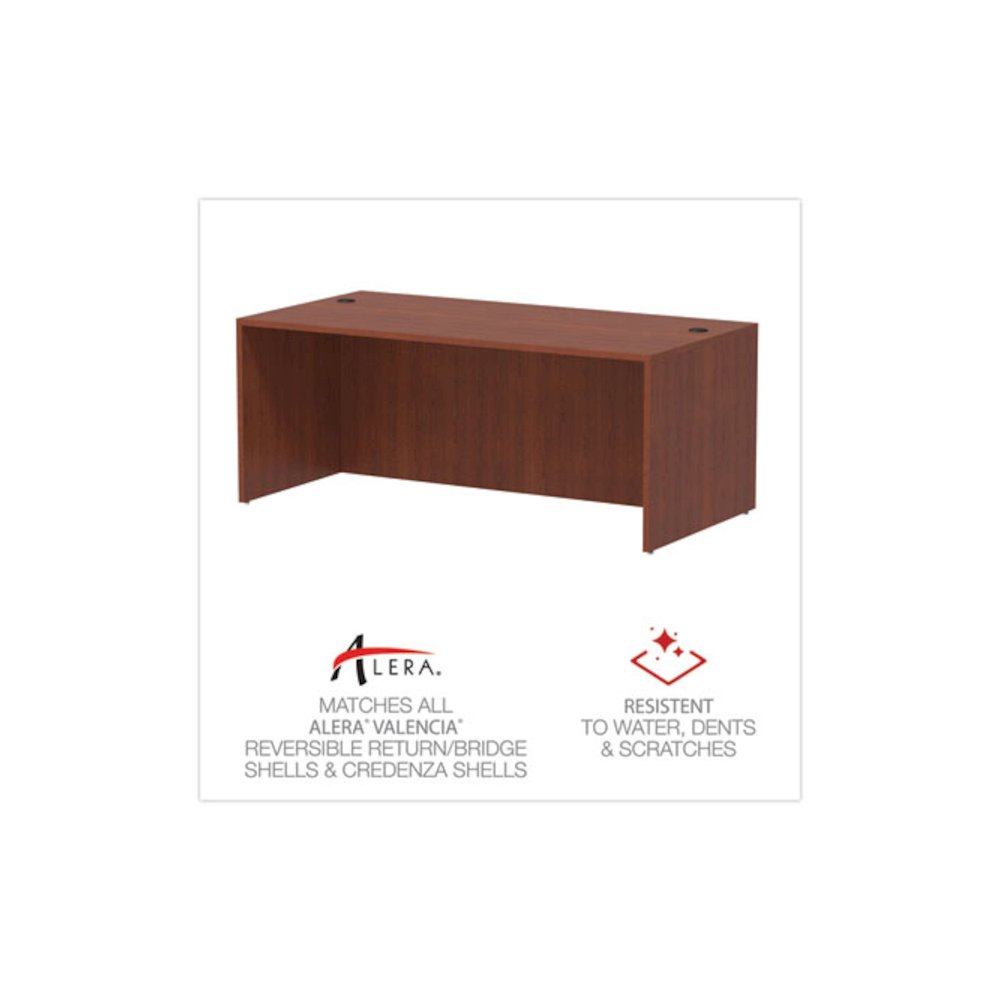 Alera Valencia Series Straight Front Desk Shell, 71" x 35.5" x 29.63", Medium Cherry. Picture 4