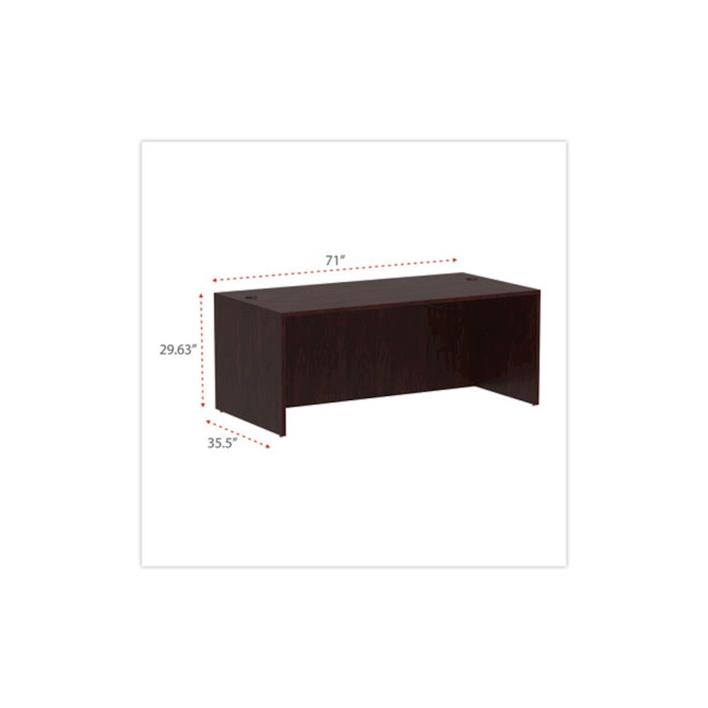 Alera Valencia Series Straight Front Desk Shell, 71" x 35.5" x 29.63", Mahogany. Picture 2