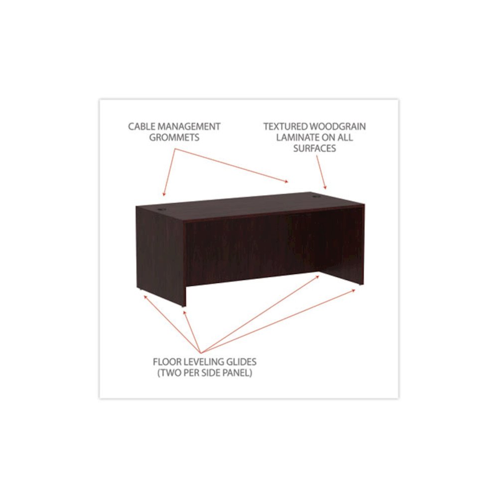 Alera Valencia Series Straight Front Desk Shell, 71" x 35.5" x 29.63", Mahogany. Picture 4