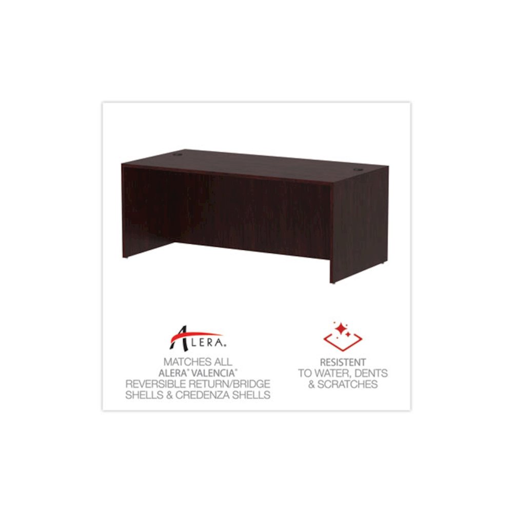 Alera Valencia Series Straight Front Desk Shell, 71" x 35.5" x 29.63", Mahogany. Picture 5