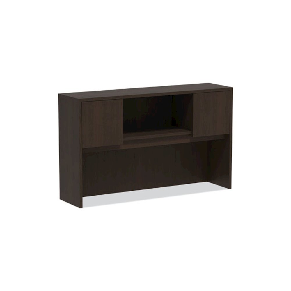 Alera Valencia Series Hutch with Doors, 4 Compartments, 58.88w x 15d x 35.38h, Espresso. Picture 1