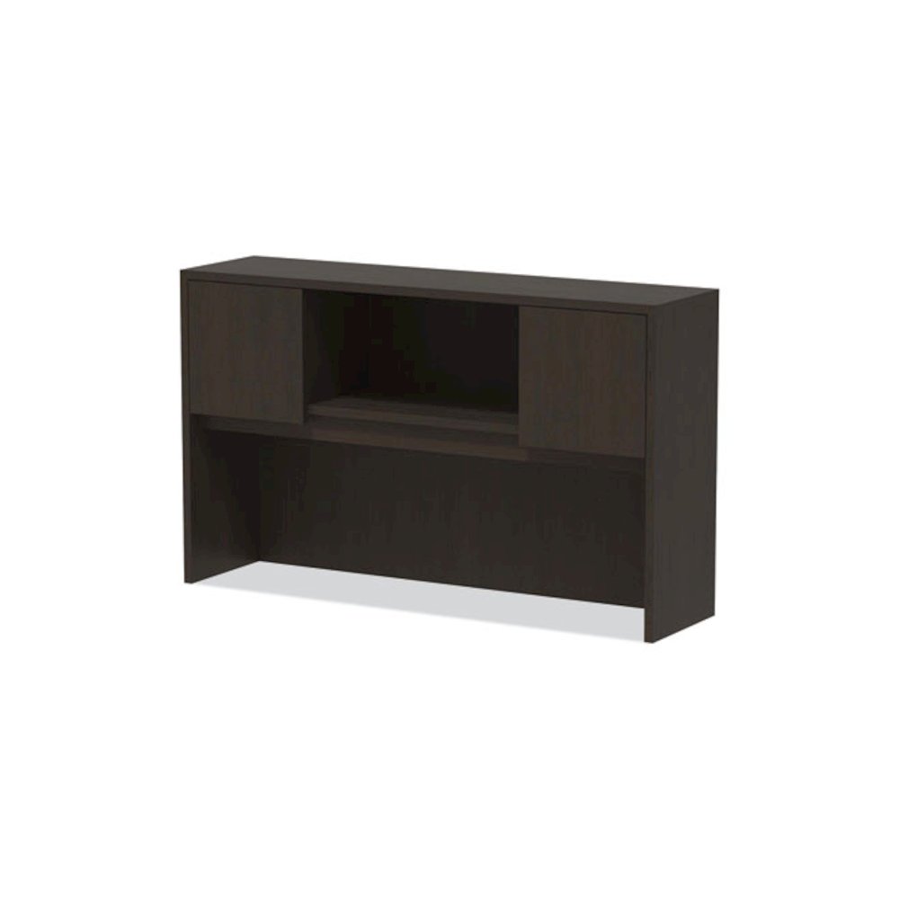 Alera Valencia Series Hutch with Doors, 4 Compartments, 58.88w x 15d x 35.38h, Espresso. Picture 6