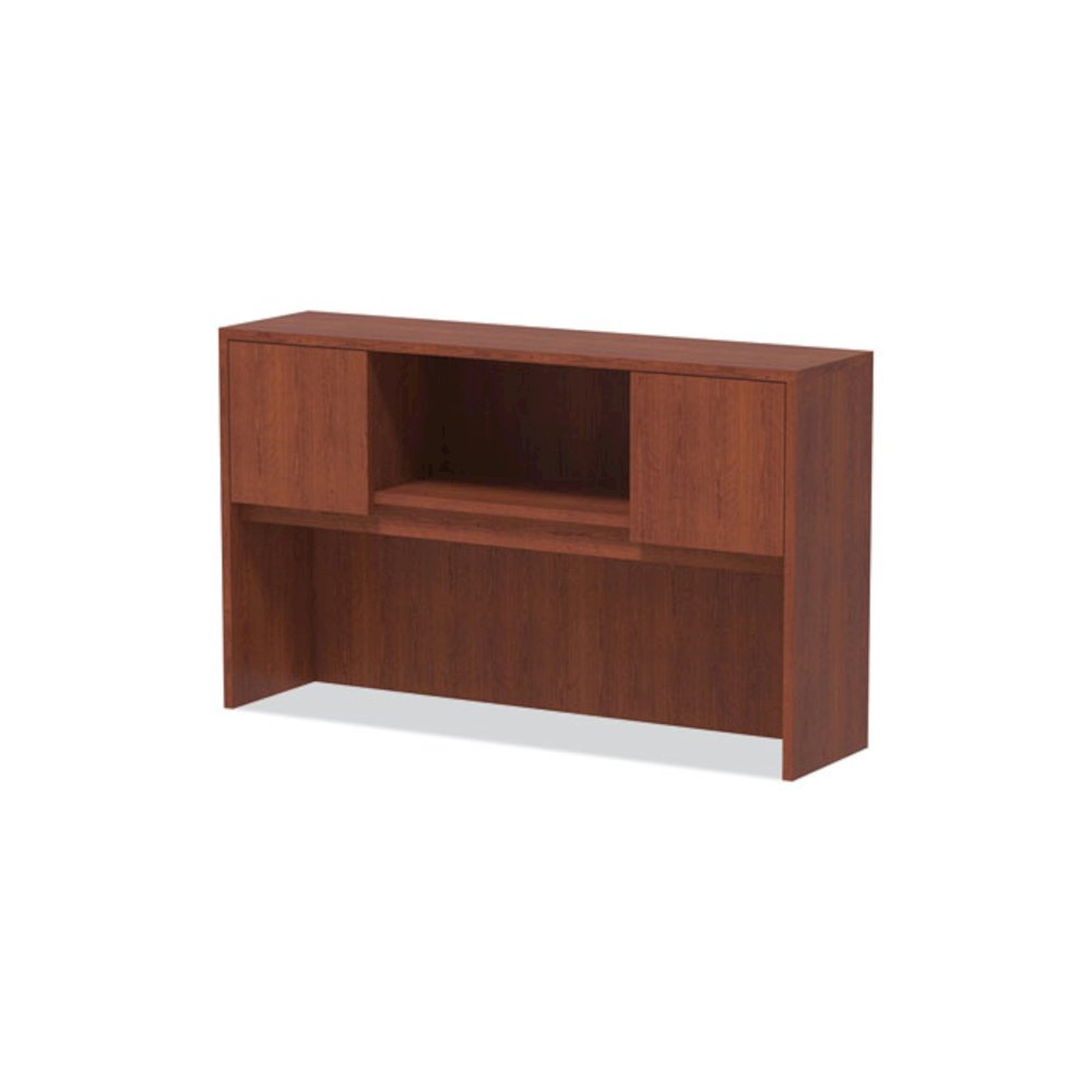 Alera Valencia Series Hutch with Doors, 4 Compartments, 58.88w x 15d x 35.38h, Medium Cherry. Picture 6