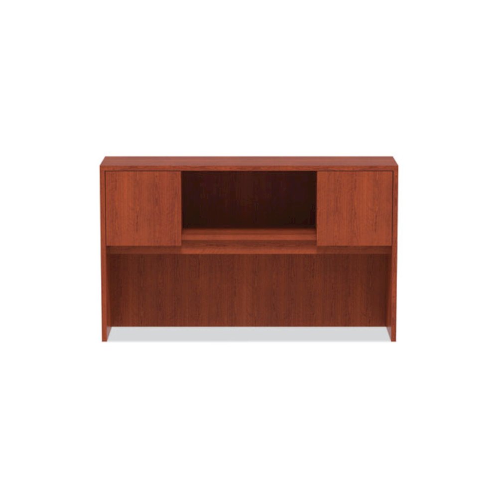Alera Valencia Series Hutch with Doors, 4 Compartments, 58.88w x 15d x 35.38h, Medium Cherry. Picture 7