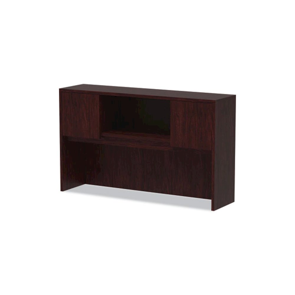Alera Valencia Series Hutch with Doors, 4 Compartments, 58.88w x 15d x 35.38h, Mahogany. Picture 6